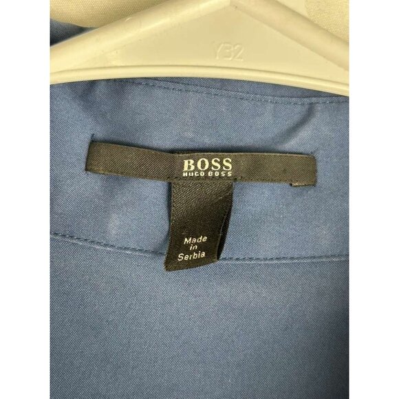 Hugo Boss Women's Size 8 Blue Dashina Belted Long Sleeve Shirt Dress - Picture 3 of 16